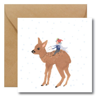 Greeting card - Hi Little - Deer, 14,5 x 14,5 cm