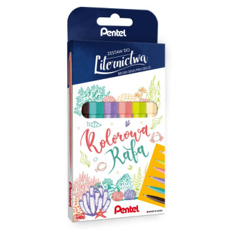 Set of artistic Brush Sign Pen - Pentel - Colorful Reef, 6 pcs.