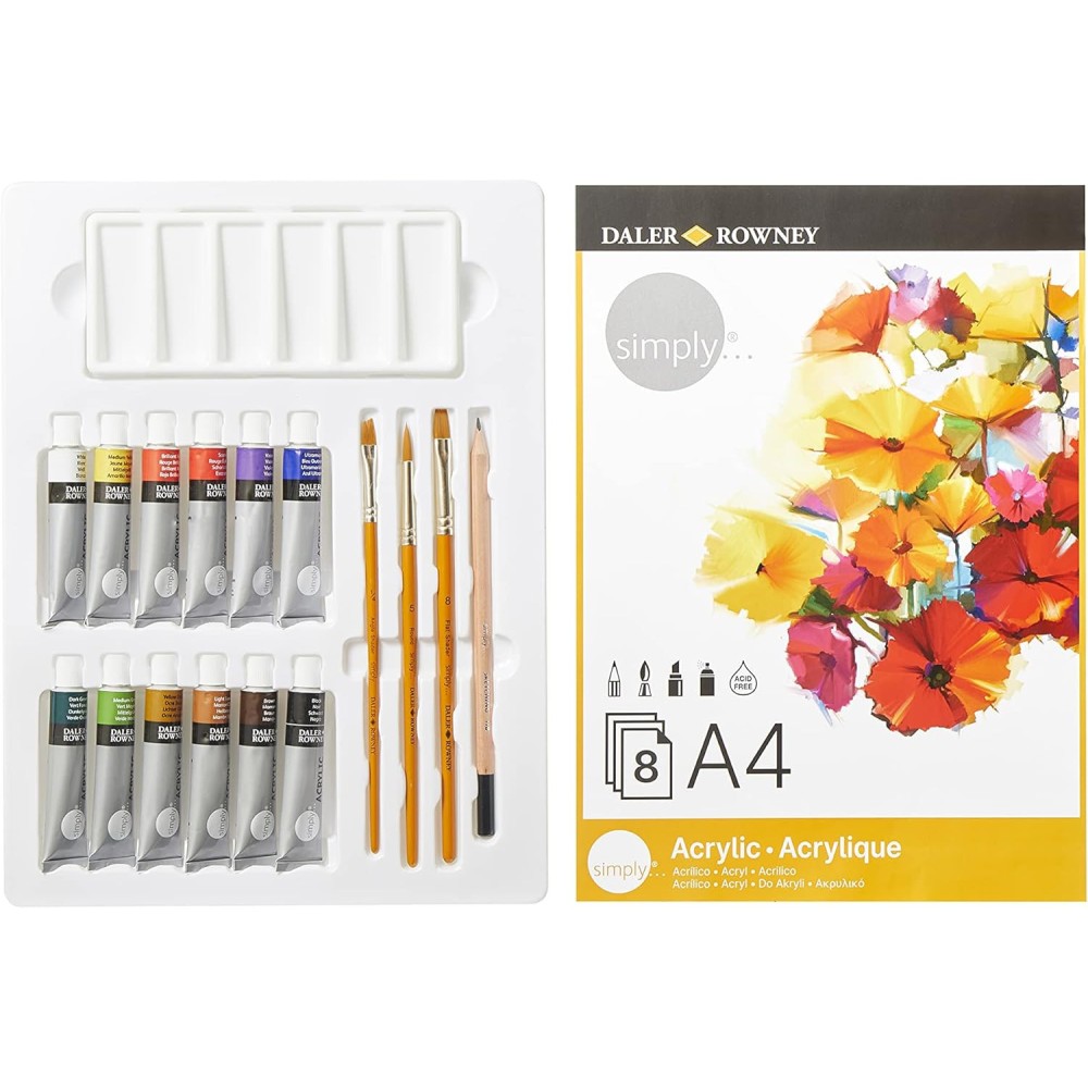 Zestaw artystyczny z akrylami Acrylic Set - Daler Rowney - 25 szt.