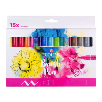 Brush Pen watercolor set Ecoline - Talens - 15 pcs.