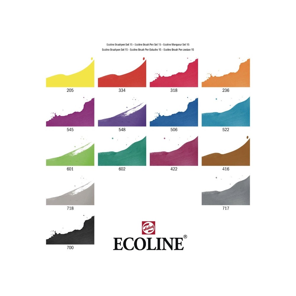 Brush Pen watercolor set Ecoline - Talens - 15 pcs.