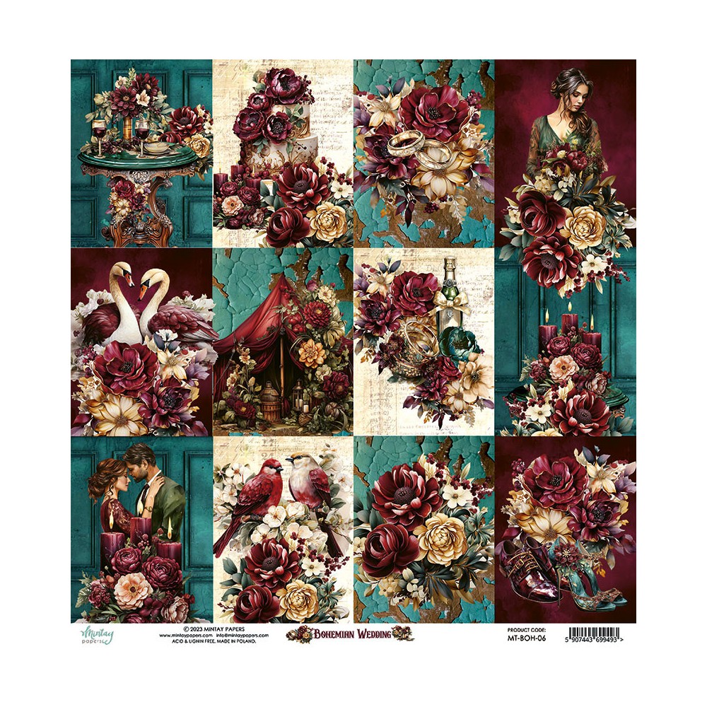 Papier do scrapbookingu 30,5 x 30,5 cm - Mintay - Bohemian Wedding 06