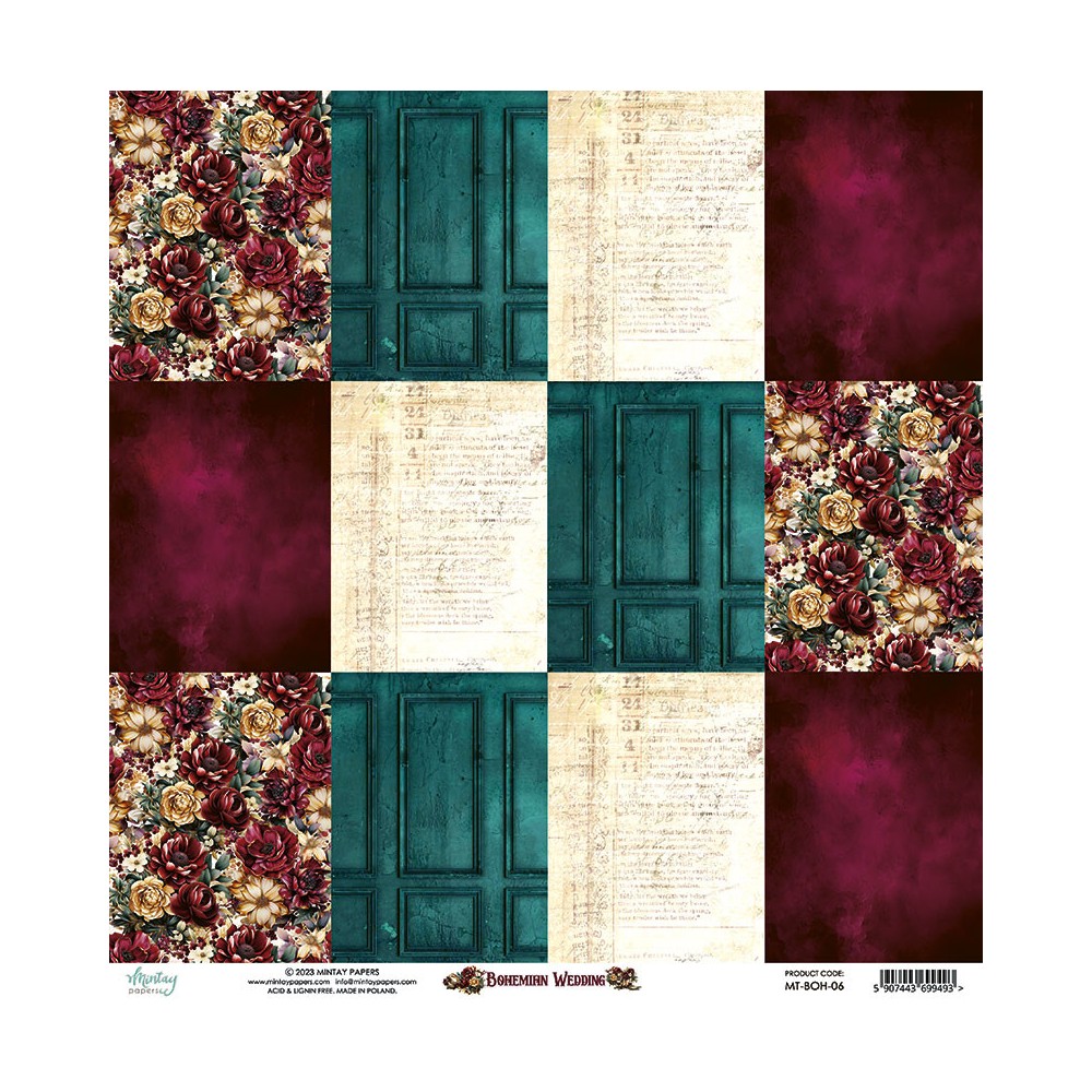 Scrapbooking paper 30,5 x 30,5 cm - Mintay - Bohemian Wedding 06