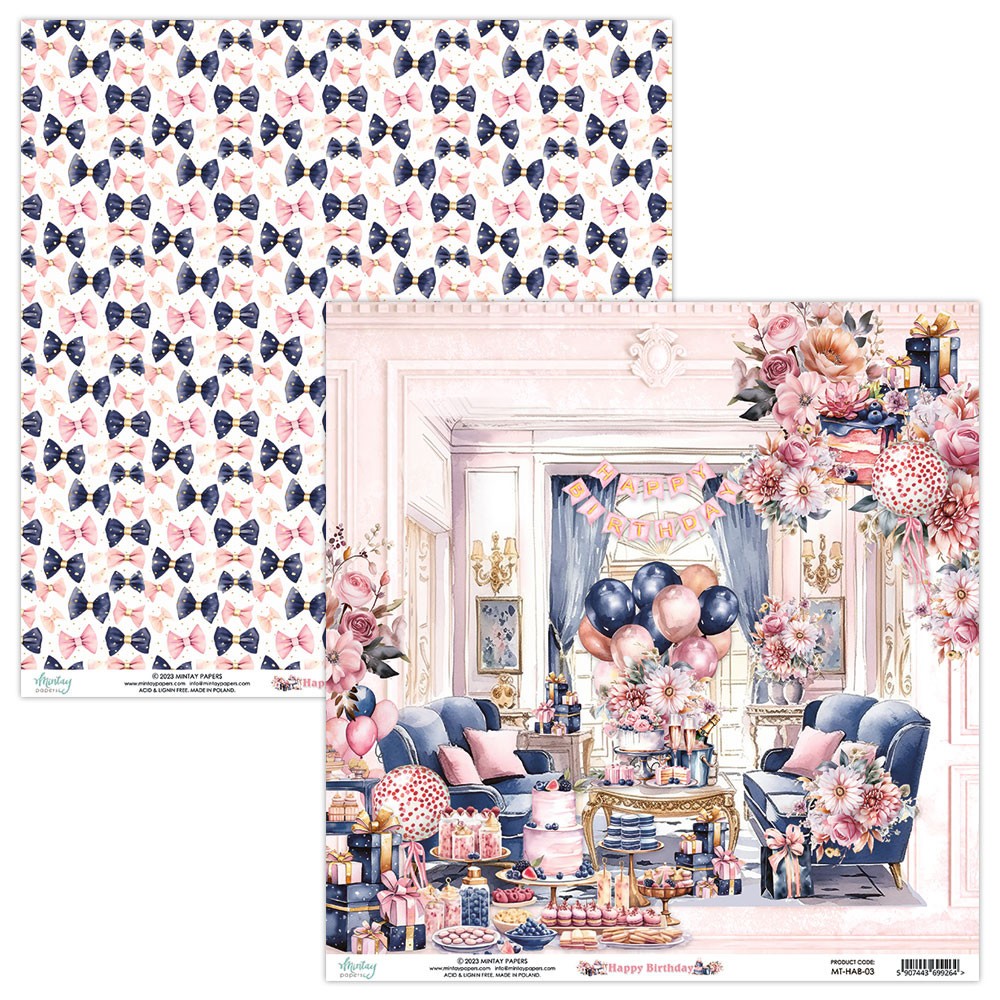 Scrapbooking paper 30,5 x 30,5 cm - Mintay - Happy Birthday 03