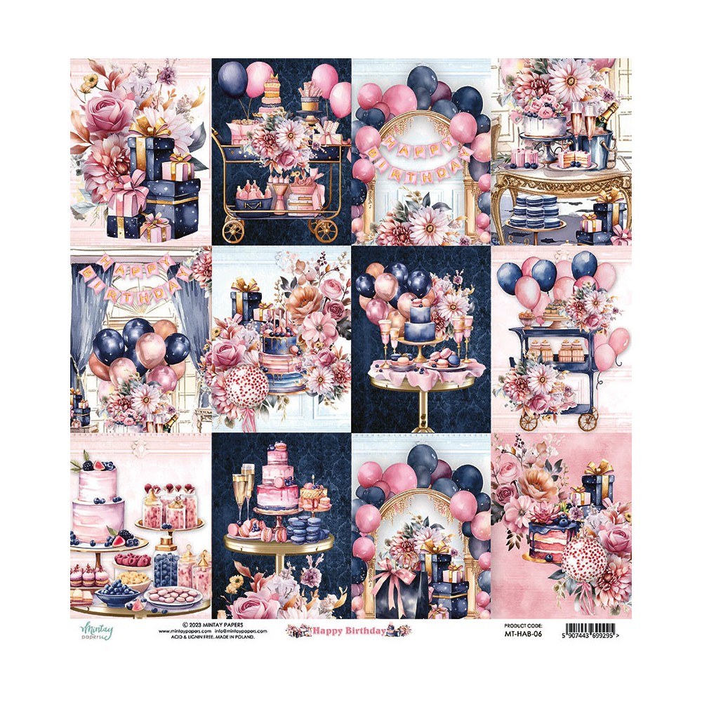 Scrapbooking paper 30,5 x 30,5 cm - Mintay - Happy Birthday 06