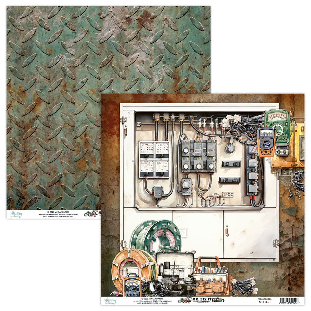 Scrapbooking paper 30,5 x 30,5 cm - Mintay - Mr. Fix It 01