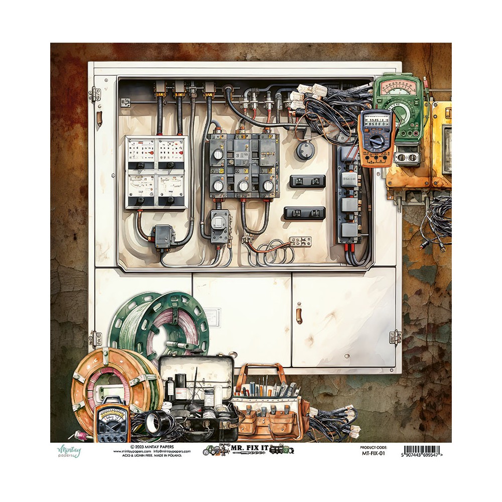 Scrapbooking paper 30,5 x 30,5 cm - Mintay - Mr. Fix It 01