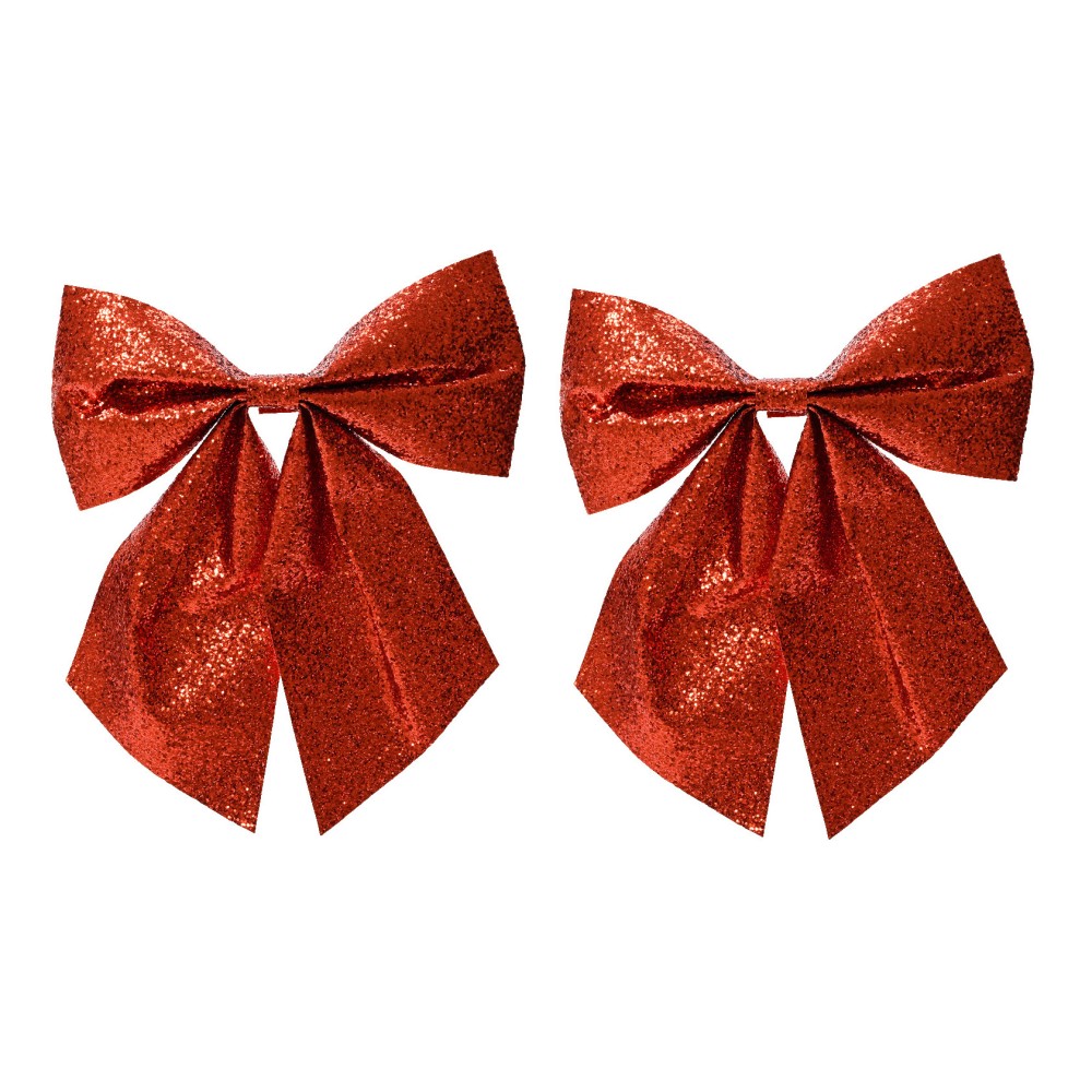 Set of a bows with wires - red 12 x 13 cm 2 pcs.