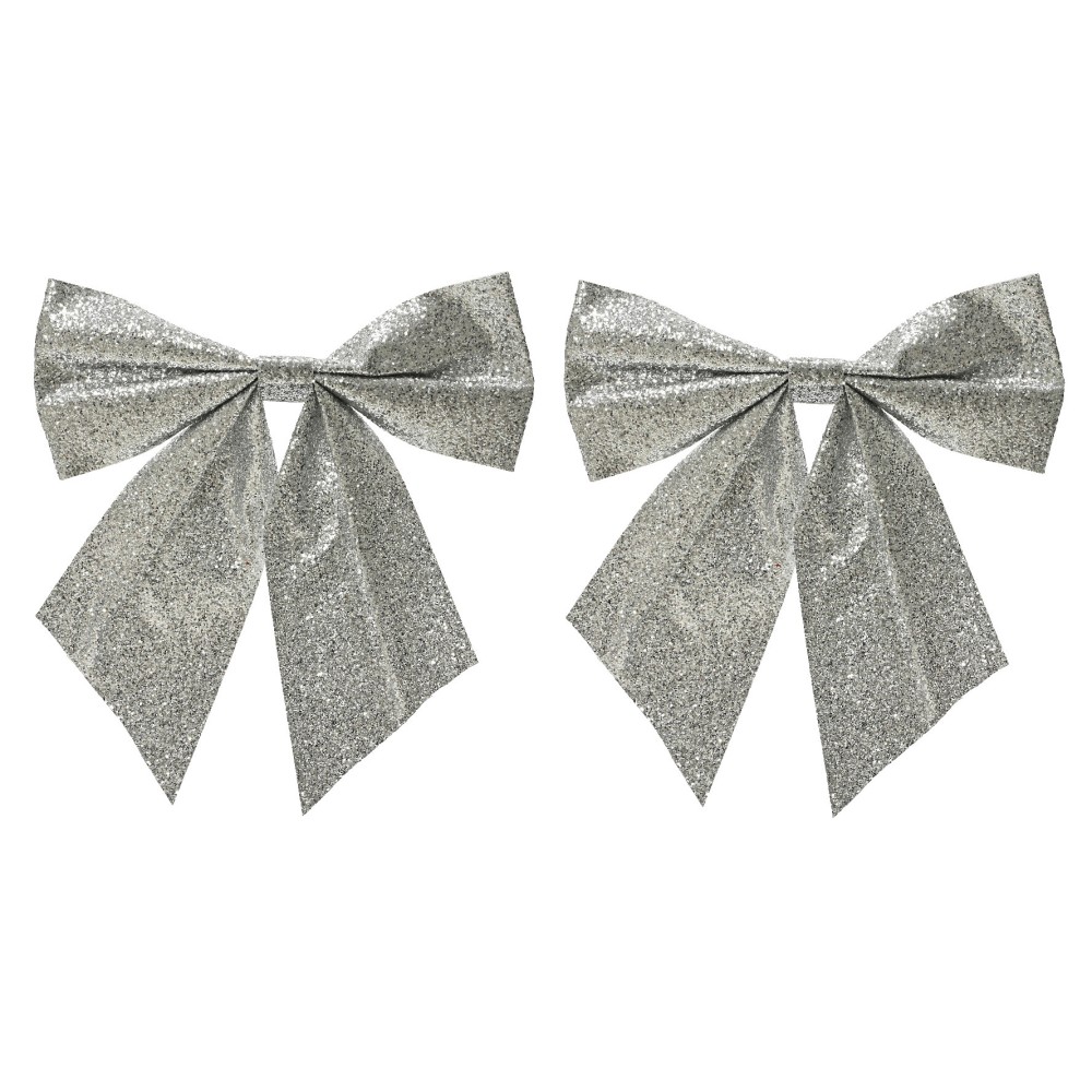 Set of a bows on wires - silver 12 x 13 cm 2 pcs.