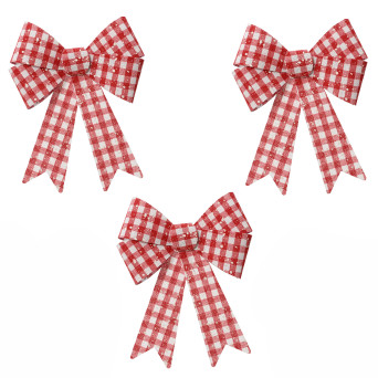 Set of a bows on wires - red and white, 15 x 17 cm, 3 pcs.