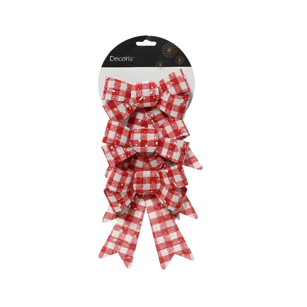 Set of a bows on wires - red and white, 15 x 17 cm, 3 pcs.