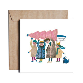 Greeting card - Pieskot - Under The Christmas Tree, 14,5 x 14,5 cm