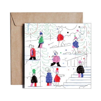 Kartka okolicznościowa - PiesKot - Winter Wonderland, 14,5 x 14,5 cm