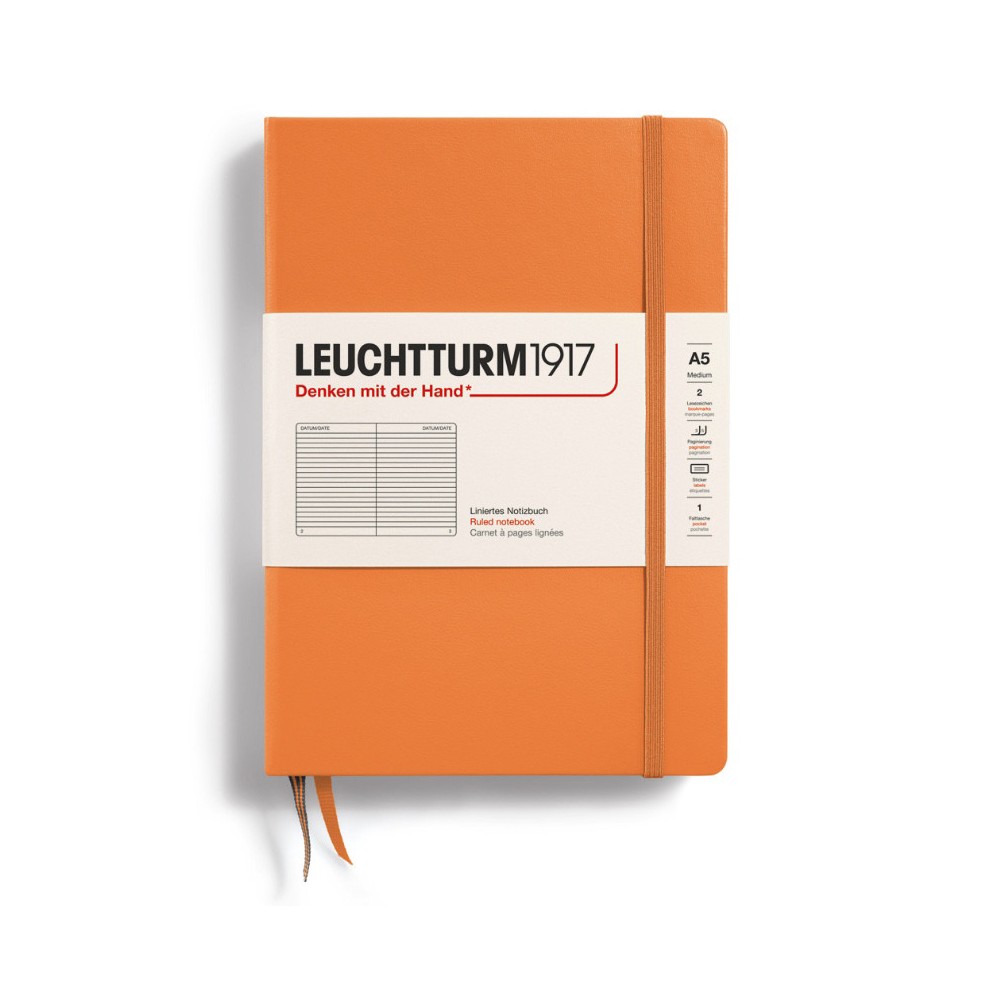 Notebook, A5 - Leuchtturm1917 - ruled, Apricot, hard cover, 80 g
