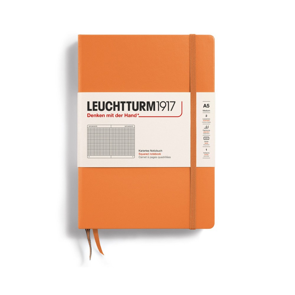 Notebook, A5 - Leuchtturm1917 - squared, Apricot, hard cover, 80 g