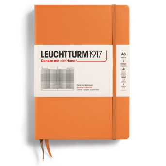 Notatnik A5 - Leuchtturm1917 - w kratkę, Apricot, twarda okładka, 80 g