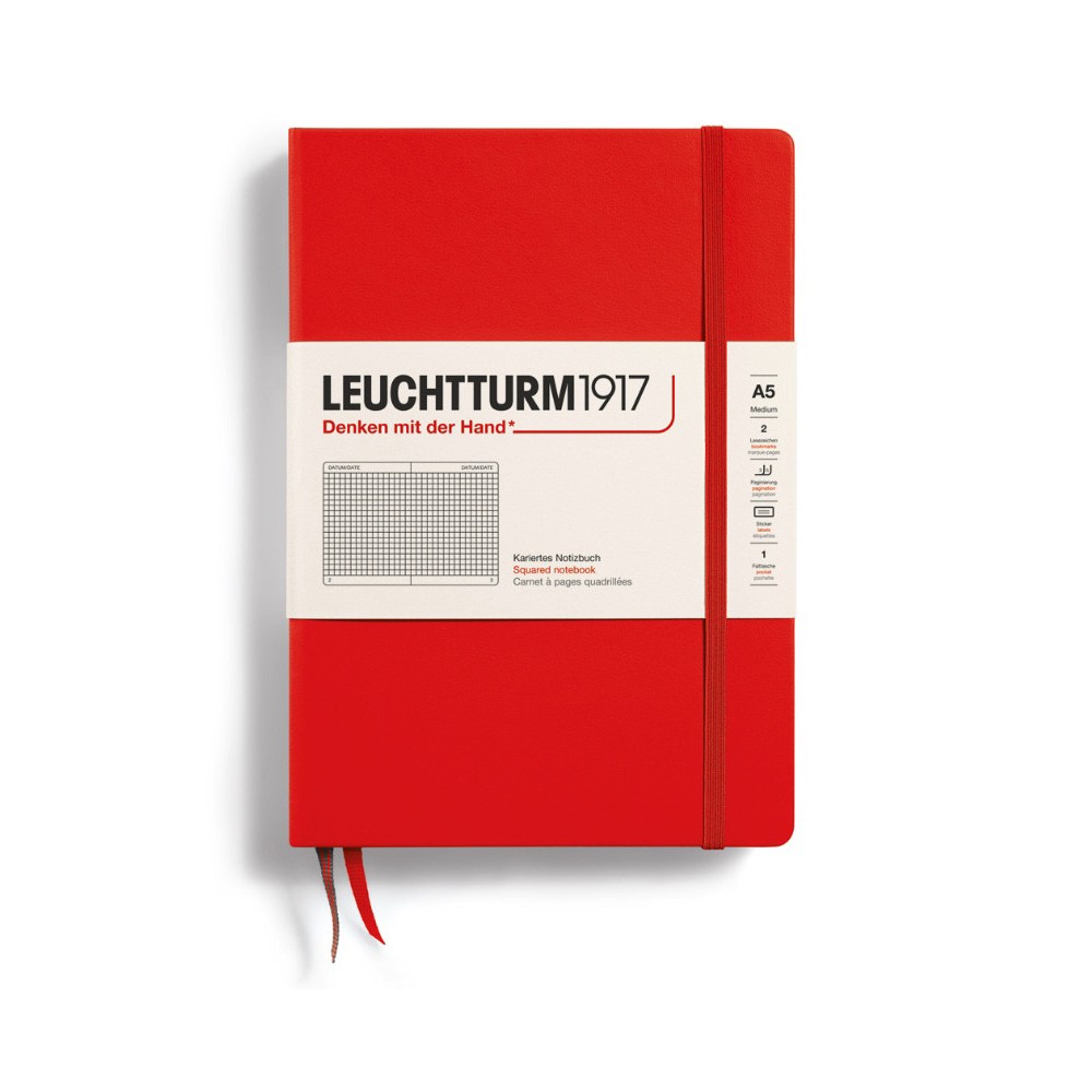Notatnik A5 - Leuchtturm1917 - w kratkę, Lobster, twarda okładka, 80 g