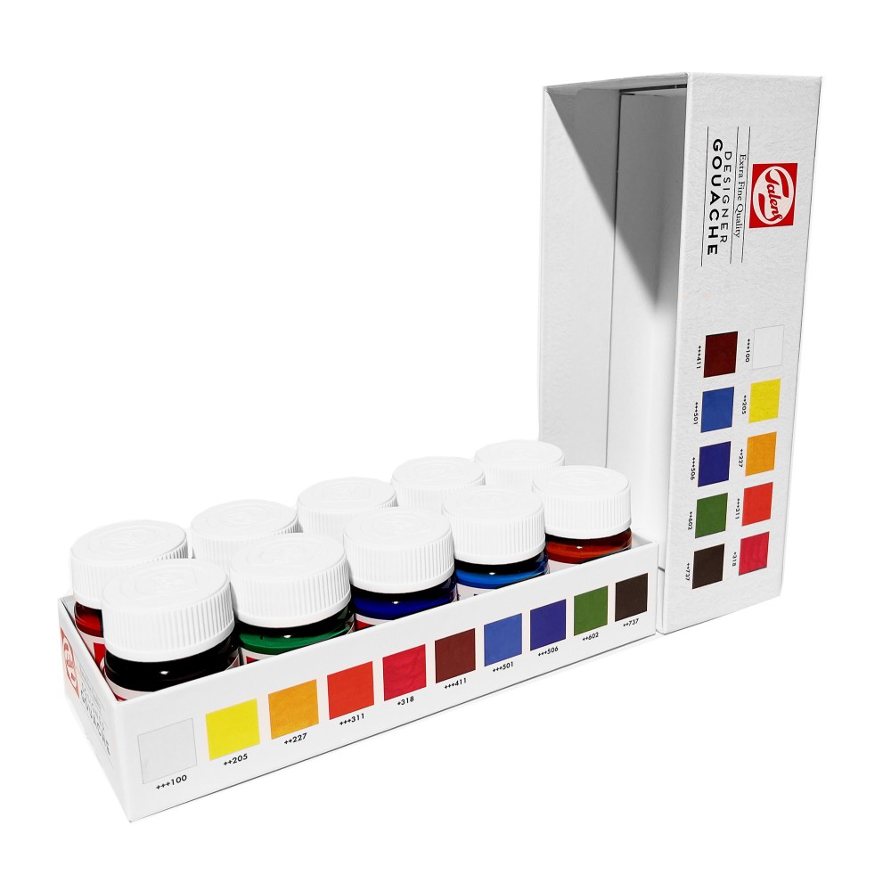Zestaw farb gwaszy w słoiczkach - Talens - 10 kolorów x 16 ml