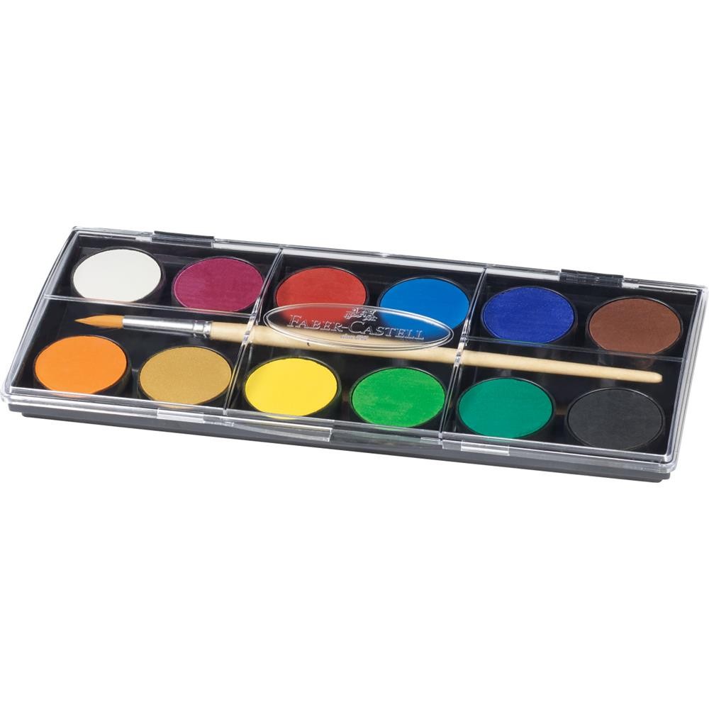 Zestaw szkolnych farb akwarelowych - Faber-Castell - duże, 12 kolorów