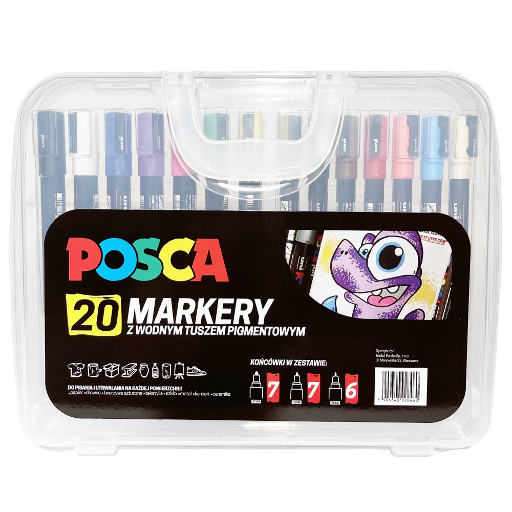 Zestaw markerów Posca w plastikowej walizce - Uni - 20 szt.