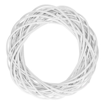 Wianek pleciony, wiklinowy, baza do stroików - biały, 20 cm