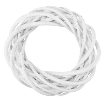Wianek pleciony, wiklinowy, baza do stroików - biały, 15 cm