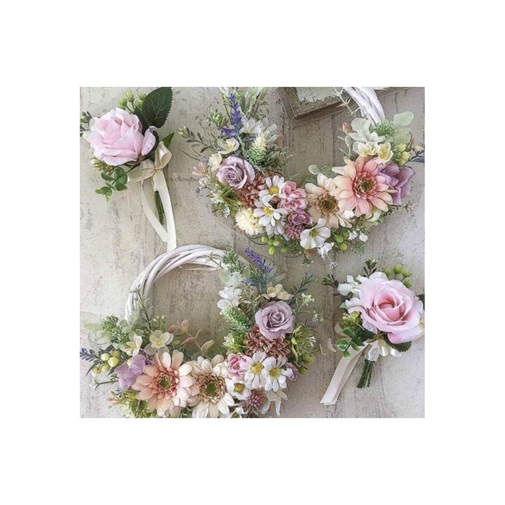 Braided wreath, base for garlands - white, 20 cm