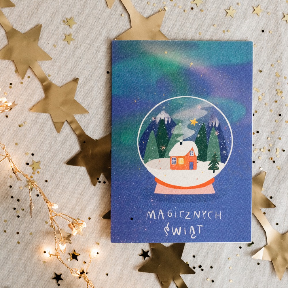 Greeting card 12 x 17 cm - Cudowianki - Magic Snowball