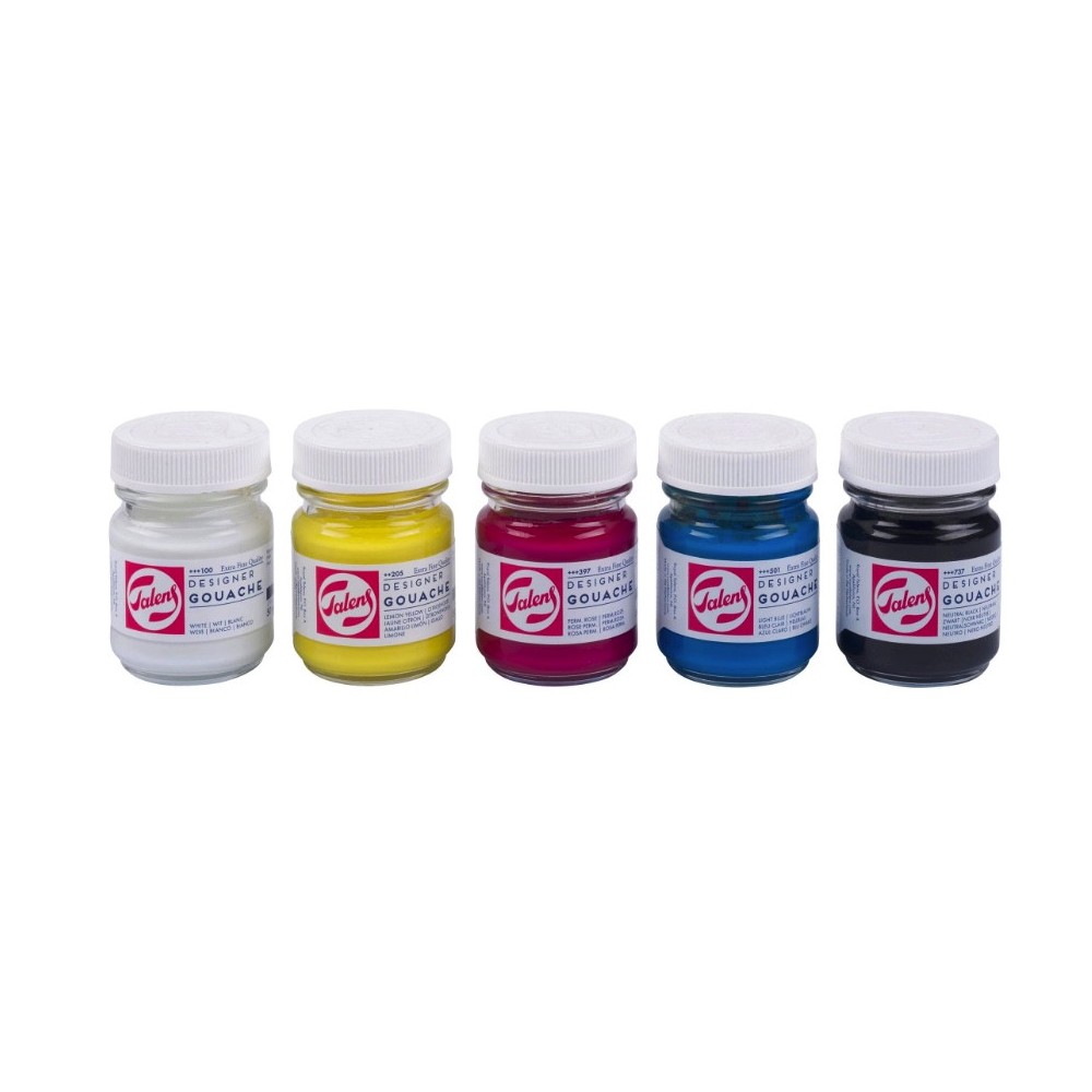 Zestaw farb gwaszy w słoiczkach - Talens - 5 kolorów x 50 ml