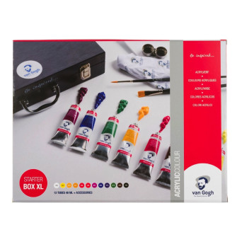 Set of Acrylic colour paints set in wooden box - Van Gogh - 12 colors