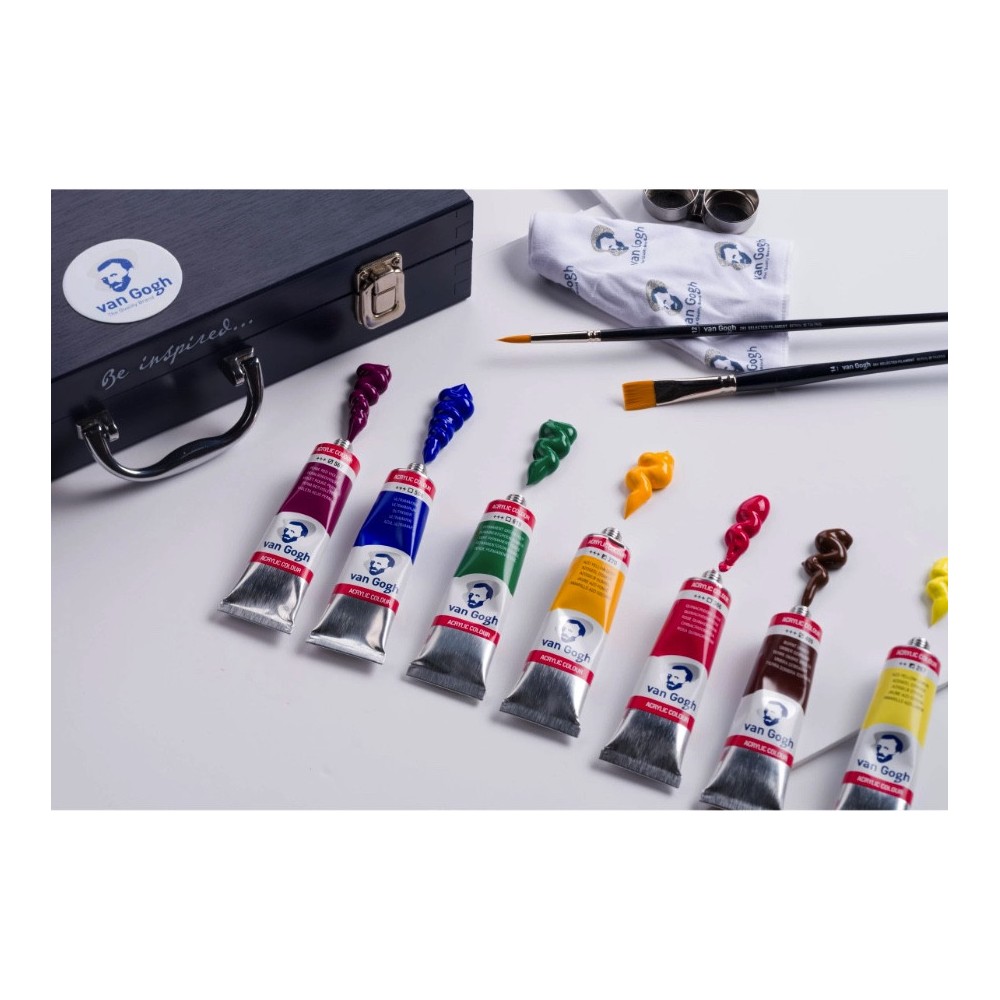 Zestaw farb akrylowych w drewnianej walizce - Van Gogh - 12 kolorów x 40 ml