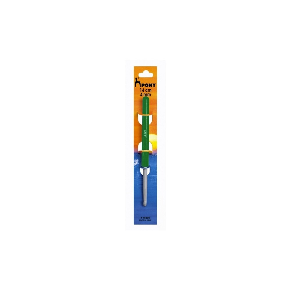Szydełko teflonowe z plastikową rączką - Pony - 4 mm, 14 cm