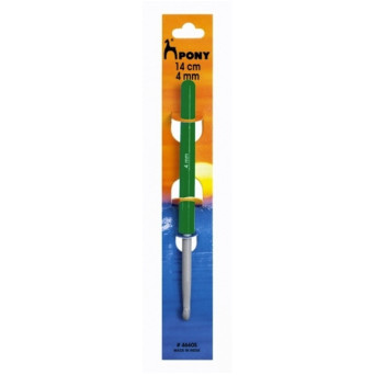 Teflon-coated crochet hook with plastic handle - Pony - 4 mm, 14 cm