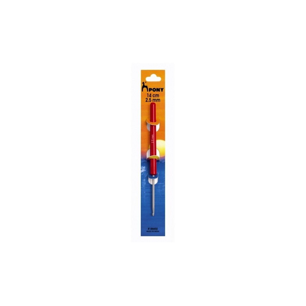 Szydełko teflonowe z plastikową rączką - Pony - 2,5 mm, 14 cm