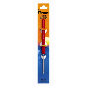 Teflon-coated crochet hook with plastic handle - Pony - 2,5 mm, 14 cm