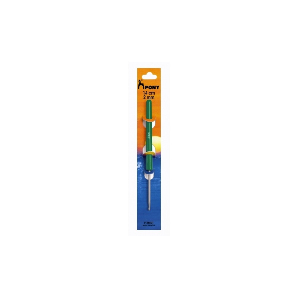 Szydełko teflonowe z plastikową rączką - Pony - 2 mm, 14 cm