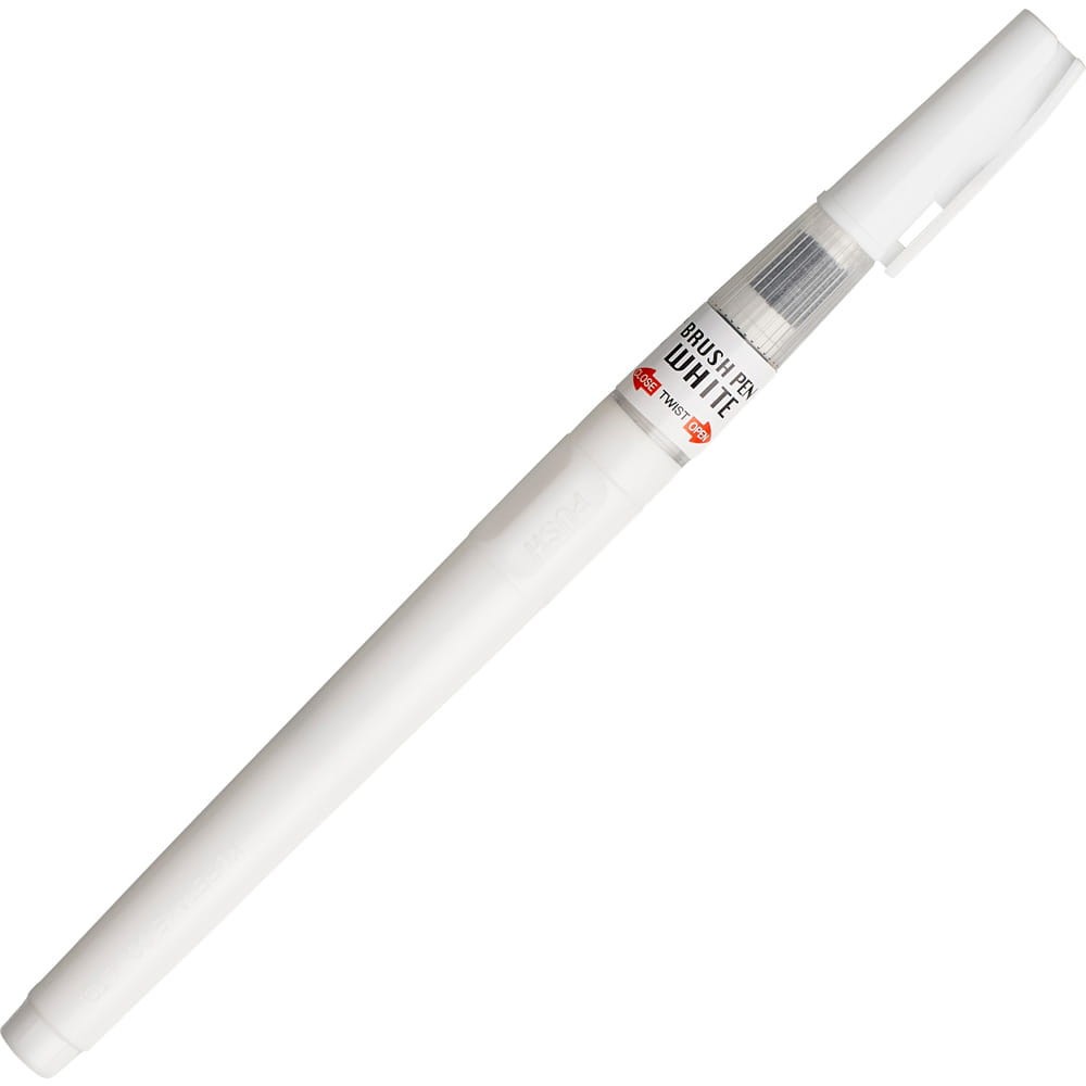 Pisak pędzelkowy do kaligrafii Brush Pen White - Kuretake - biały
