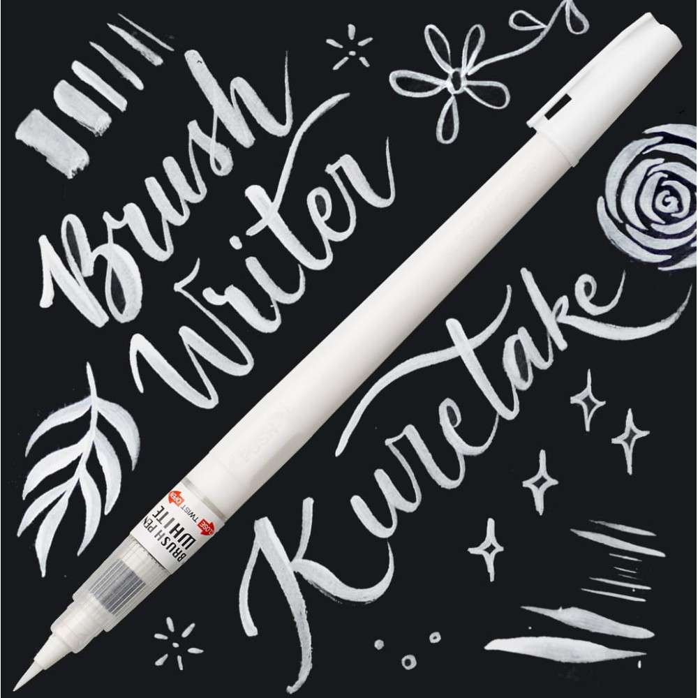 Pisak pędzelkowy do kaligrafii Brush Pen White - Kuretake - biały