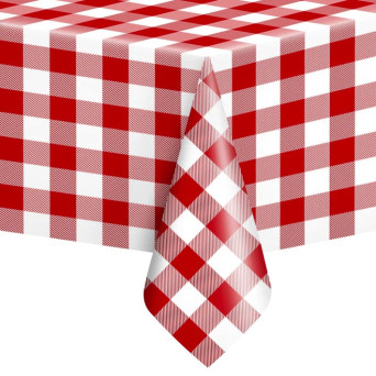 Waterproof checkered tablecloth - red and white, 137 x 274 cm