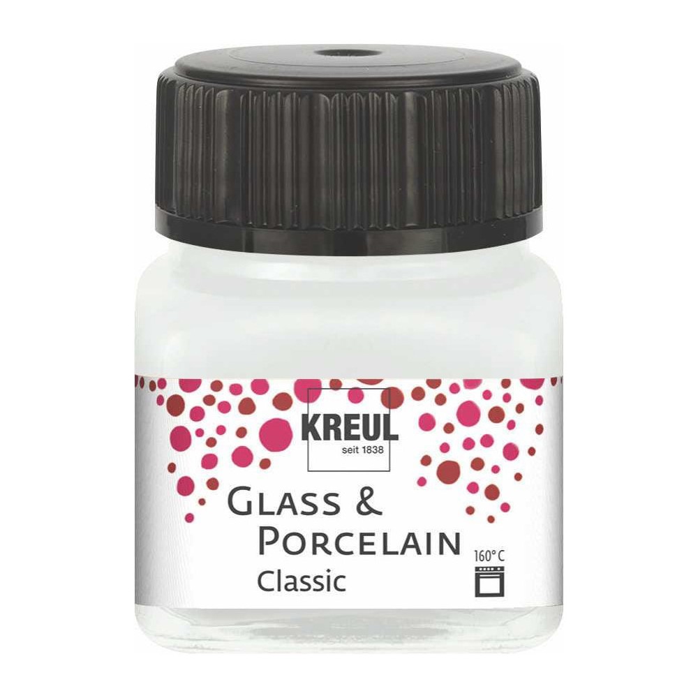 Farba do szkła i porcelany Classic - Kreul - White, 20 ml