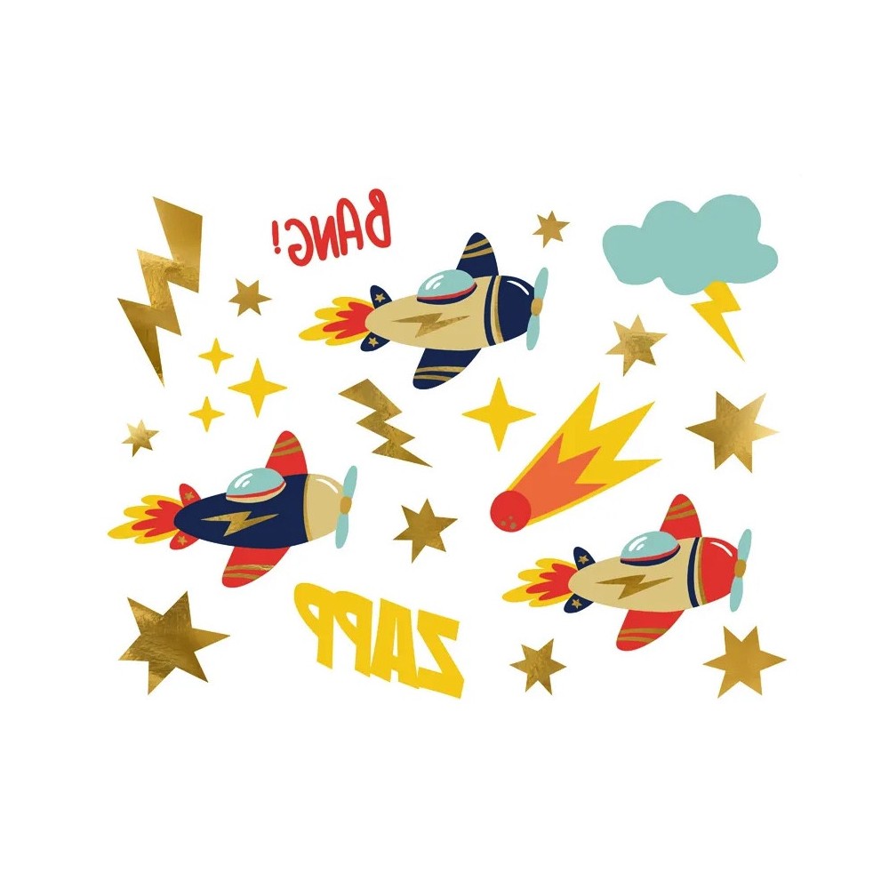 Airplanes temporary tattoos for kids - 11 pcs.