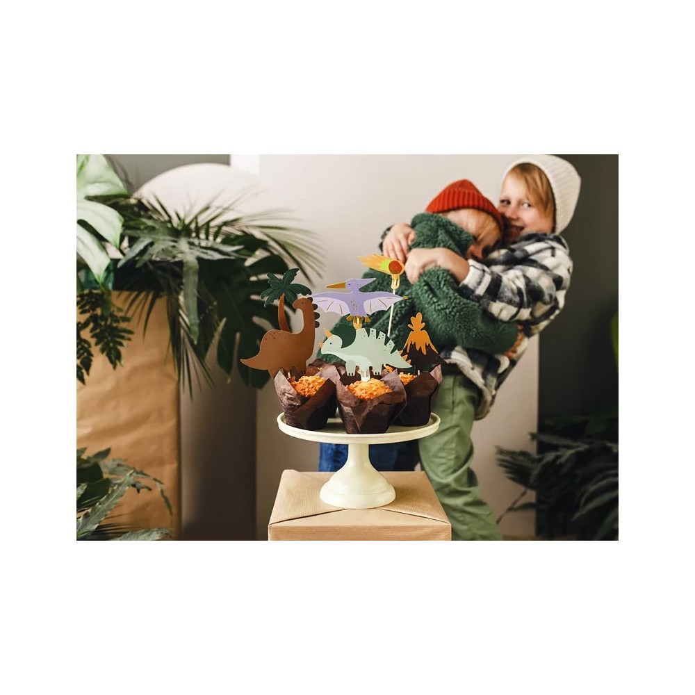 Toppery do muffinek Dinozaury - 8-12 cm, 6 szt.