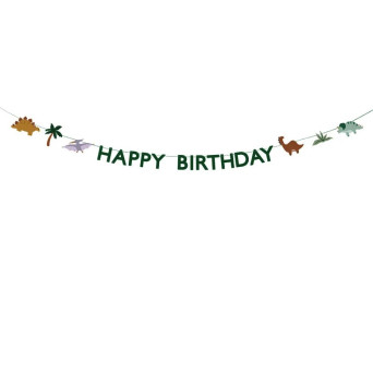 Baner Happy Birthday Dinozaury - zielony, 11 x 300 cm