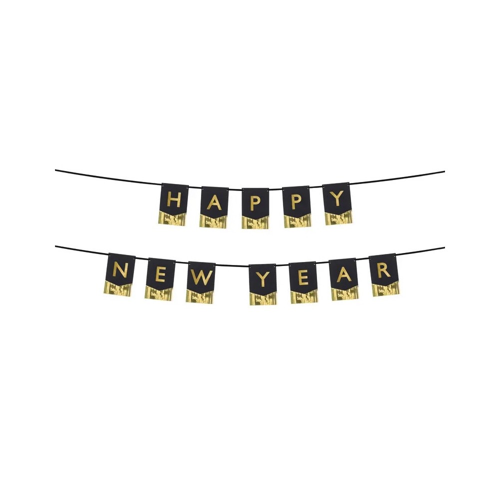 Banner Happy New Year - black, 16,5 x 135 cm
