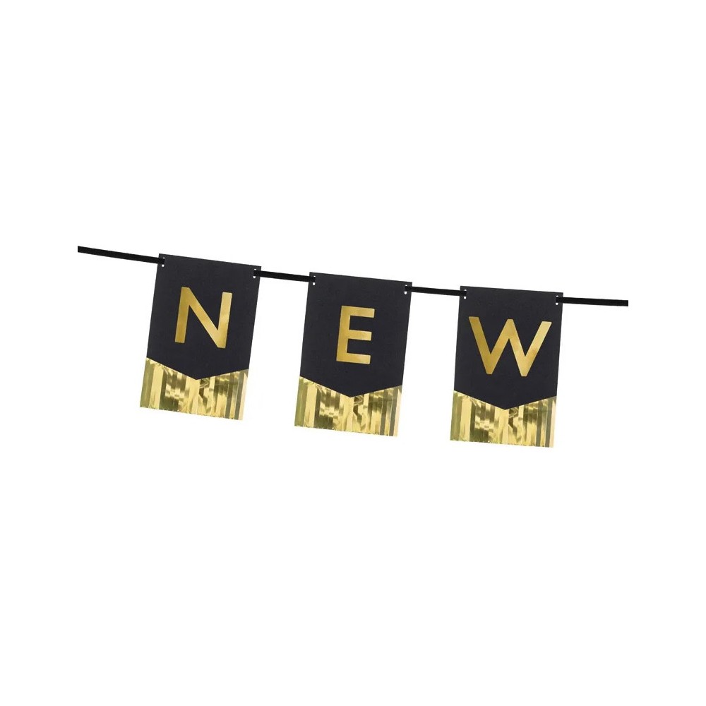 Banner Happy New Year - black, 16,5 x 135 cm