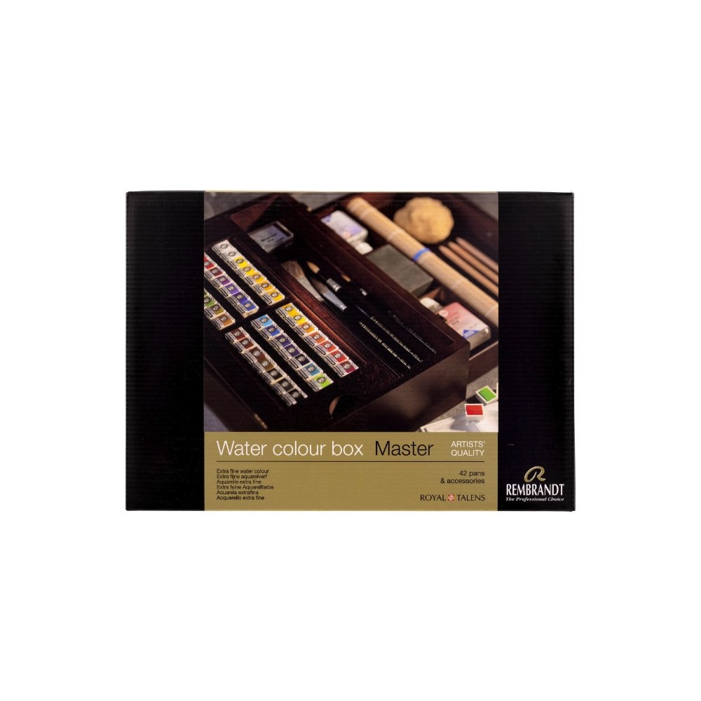 Set of Watercolour paints pans in wooden box Master - Rembrandt - 42 colors