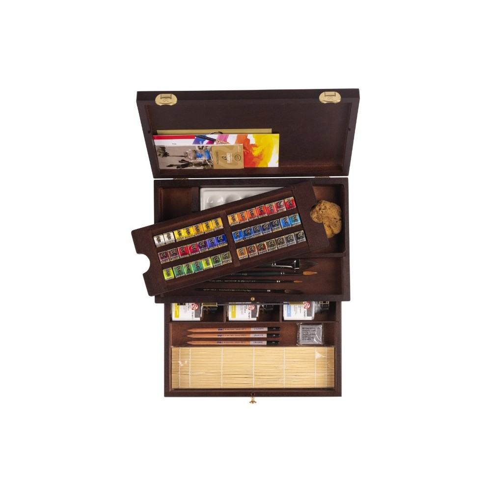Set of Watercolour paints pans in wooden box Master - Rembrandt - 42 colors