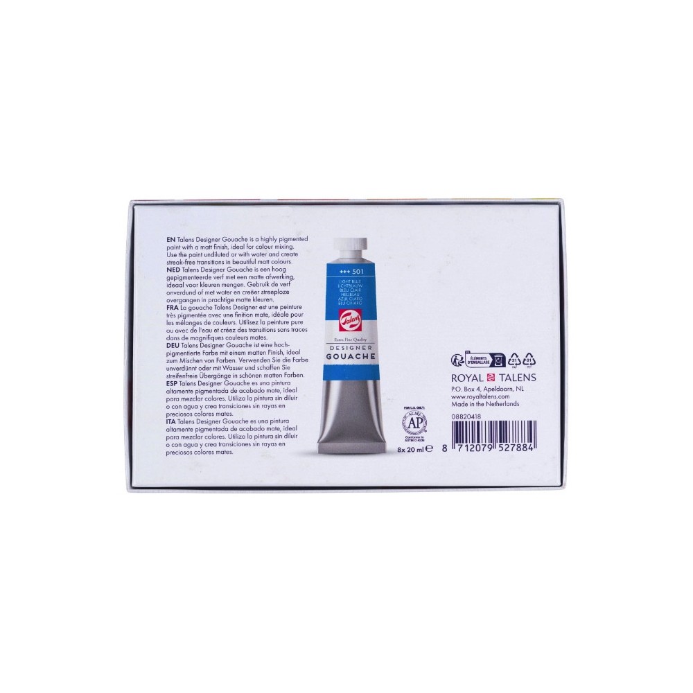 Zestaw farb gwaszy Designer - Talens - 8 kolorów x 20 ml
