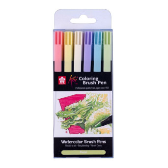 Set of Koi Coloring Brush Pens - Sakura - 6 pcs.