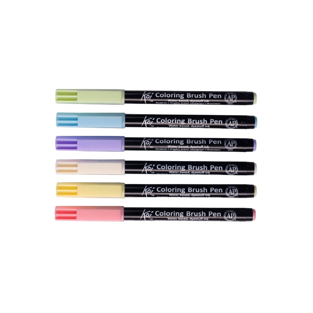 Zestaw pisaków pędzelkowych Koi Coloring Brush Pen Pastel - Sakura - 6 kolorów